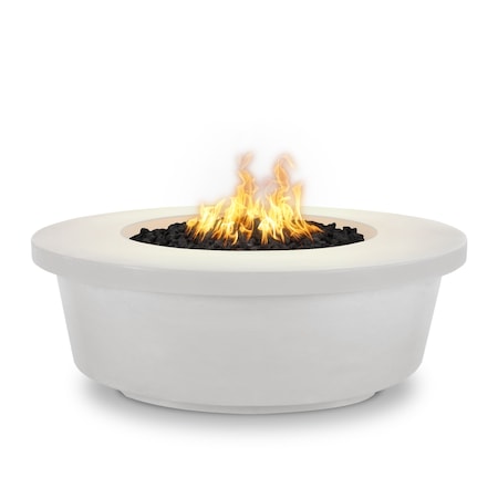 The Outdoor Plus 48 Round Tempe Fire Pit - GFRC Concrete - White - Plug & Play Electronic Ignition - Liquid Propane OPT-TEM48EKIT-LIM-LP